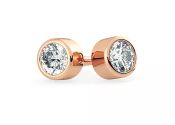 Carina Round Brilliant Diamond Stud Earrings in 18K Rose Gold with Butterfly Backs