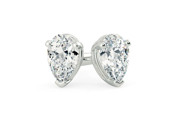 Ettore Pear Diamond Stud Earrings in Platinum with Alpha Backs