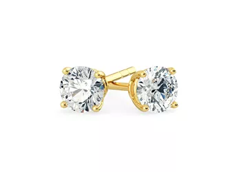 Ettore Round Brilliant Diamond Stud Earrings in 18K Yellow Gold with Butterfly Backs