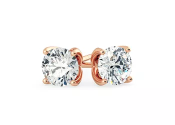 Mirabelle Round Brilliant Diamond Stud Earrings in 18K Rose Gold with Butterfly Backs