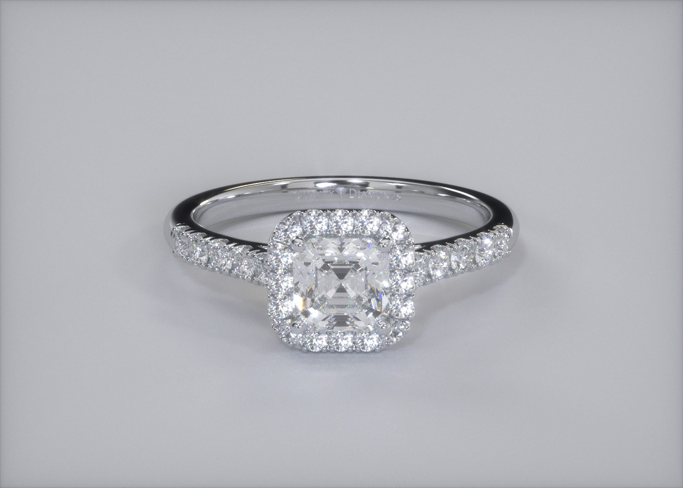 Diamond Set Asscher Bijou Diamond Ring in Platinum 360 image
