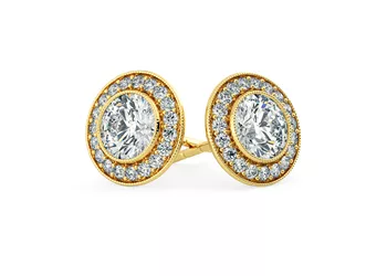 Dante Round Brilliant Diamond Stud Earrings in 18K Yellow Gold with Butterfly Backs
