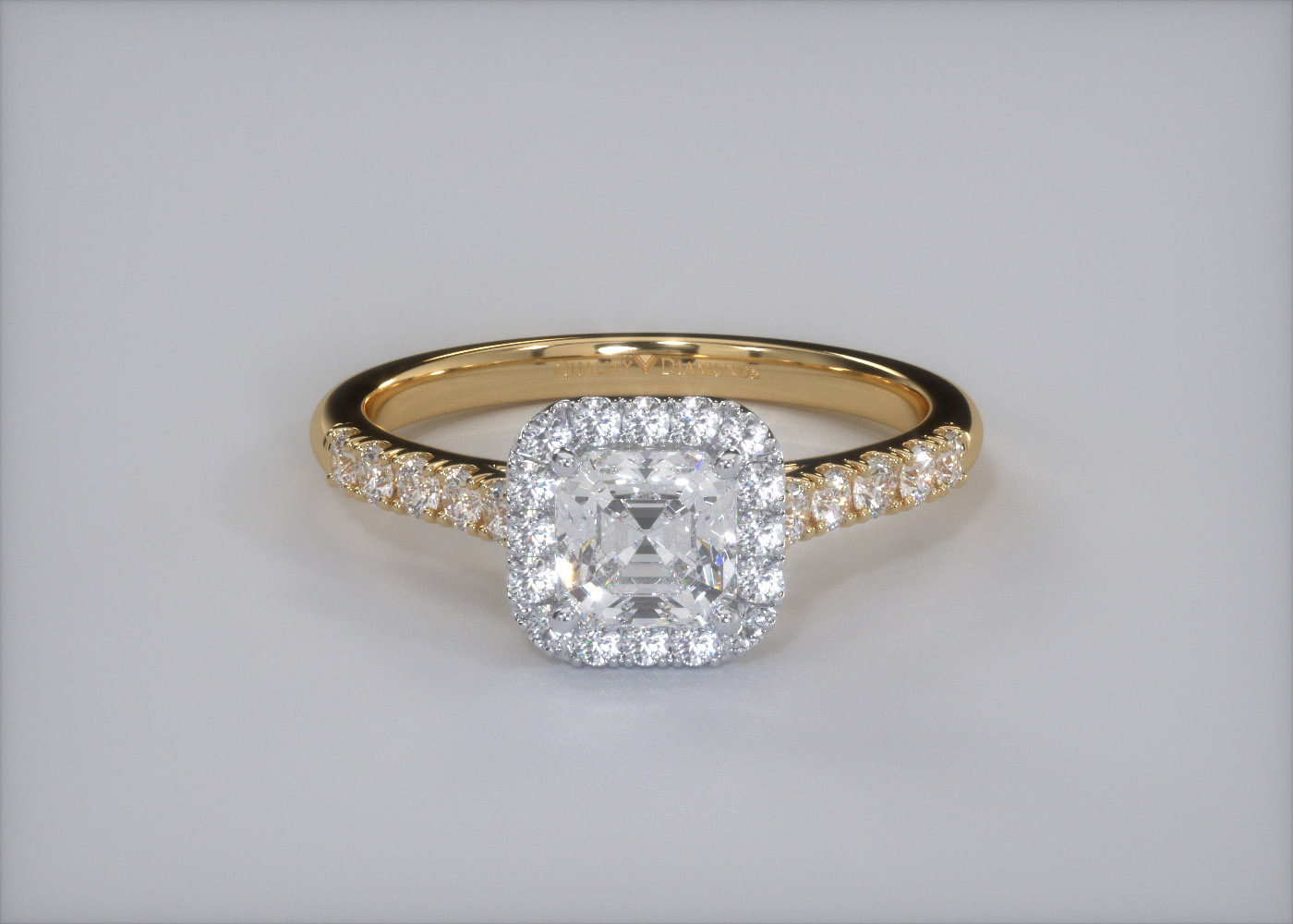 Diamond Set Asscher Bijou Diamond Ring in 9K Yellow Gold 360 image