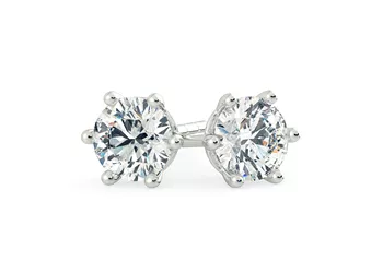 Bellezza Round Brilliant Diamond Stud Earrings in Platinum with Butterfly Backs