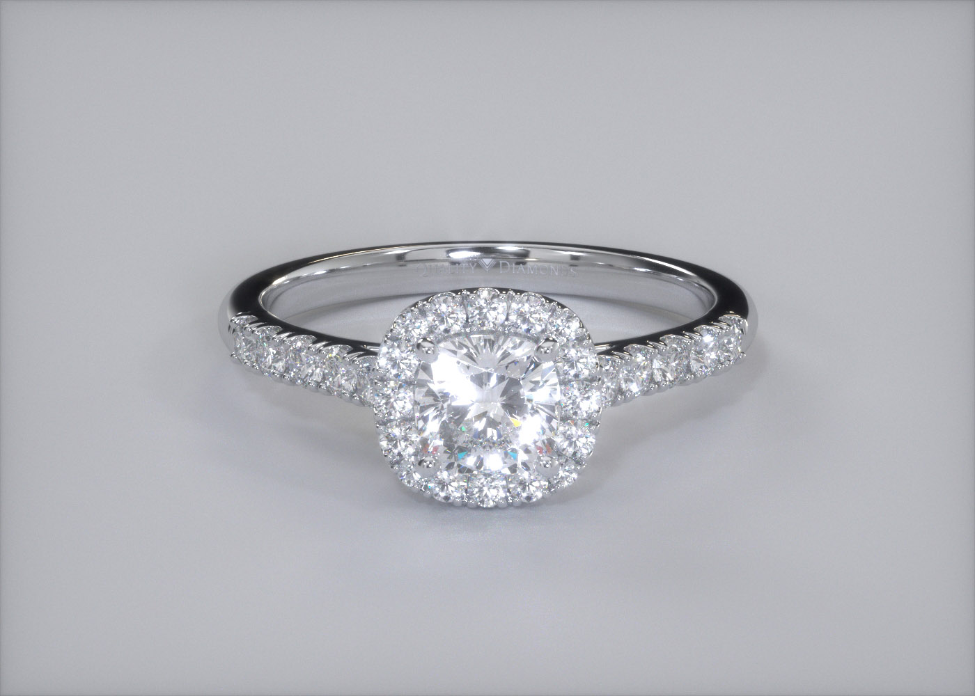 Diamond Set Cushion Bijou Diamond Ring in Platinum 360 image