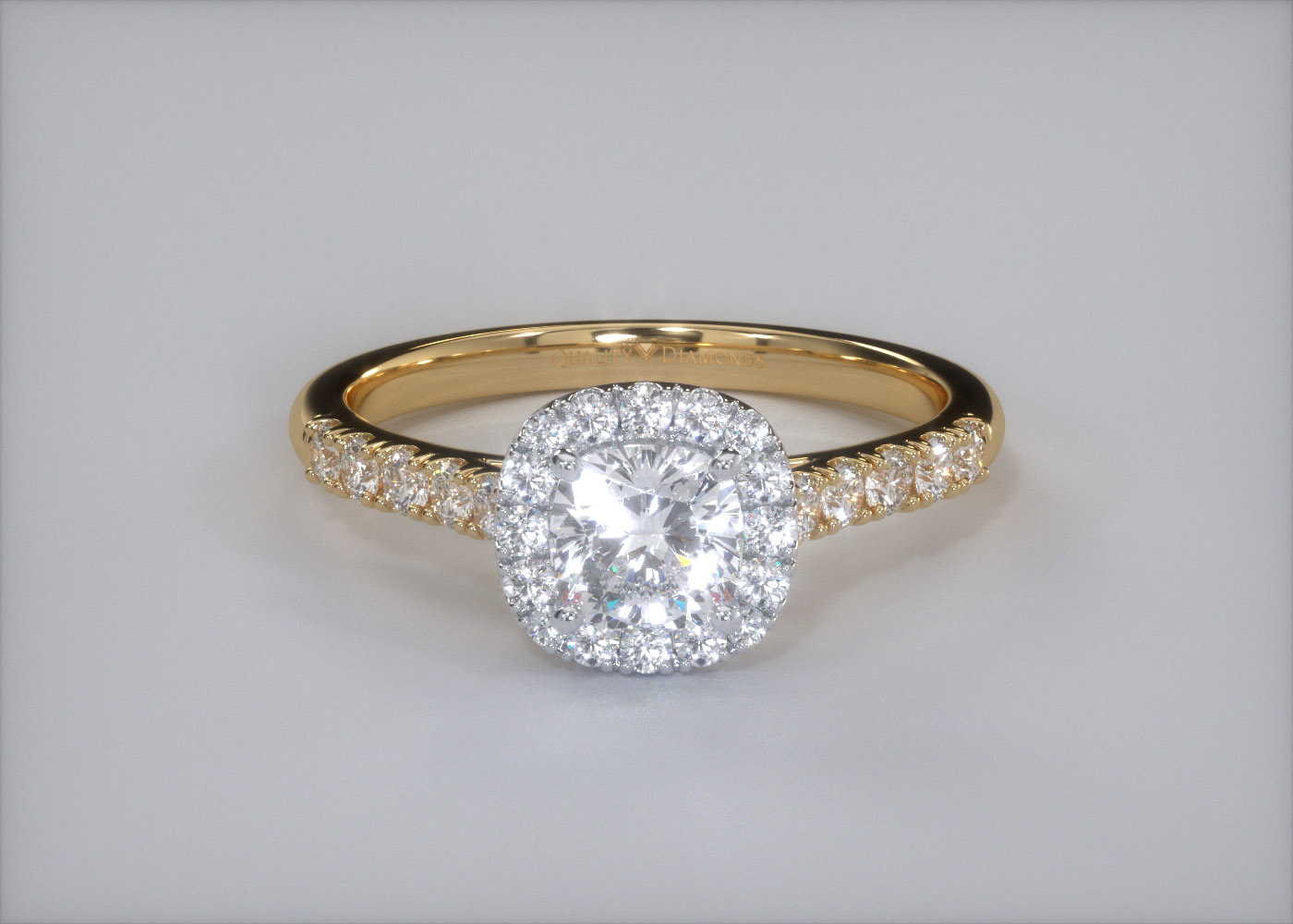 Diamond Set Cushion Bijou Diamond Ring in 9K Yellow Gold 360 image