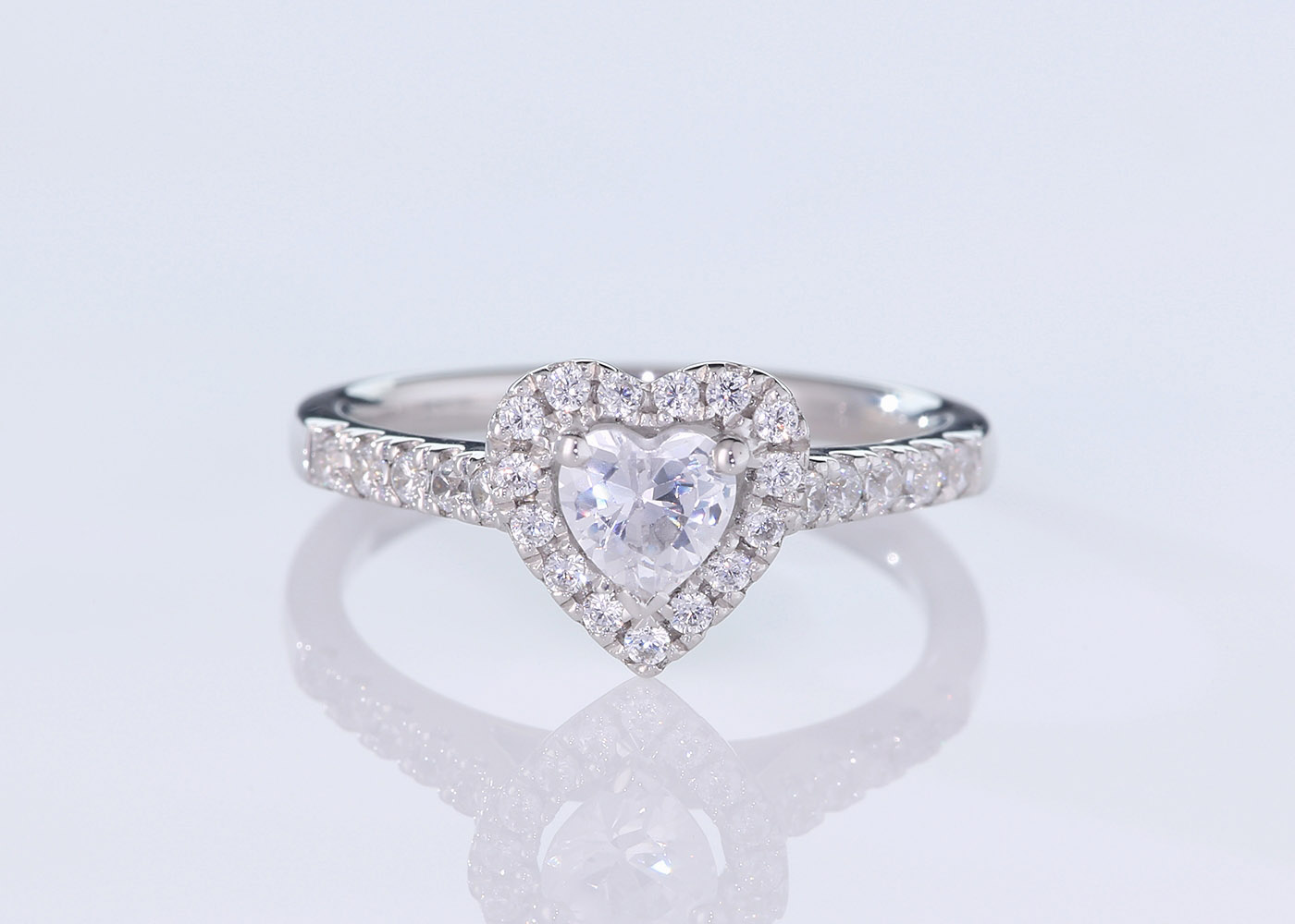 Two Carat Halo Heart Diamond Ring in Platinum 950 360 image
