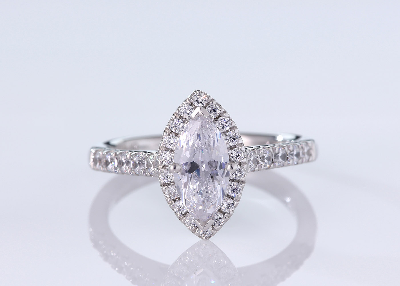 Half Carat Marquise Halo Diamond Ring in Platinum 950 360 image