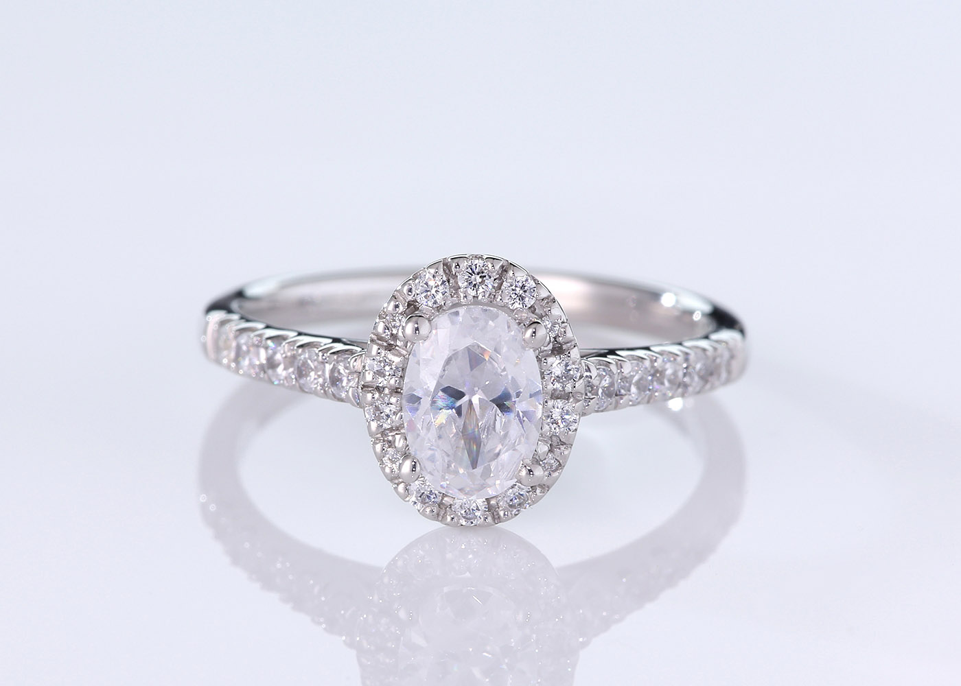 Two Carat Halo Oval Diamond Ring in Platinum 950 360 image