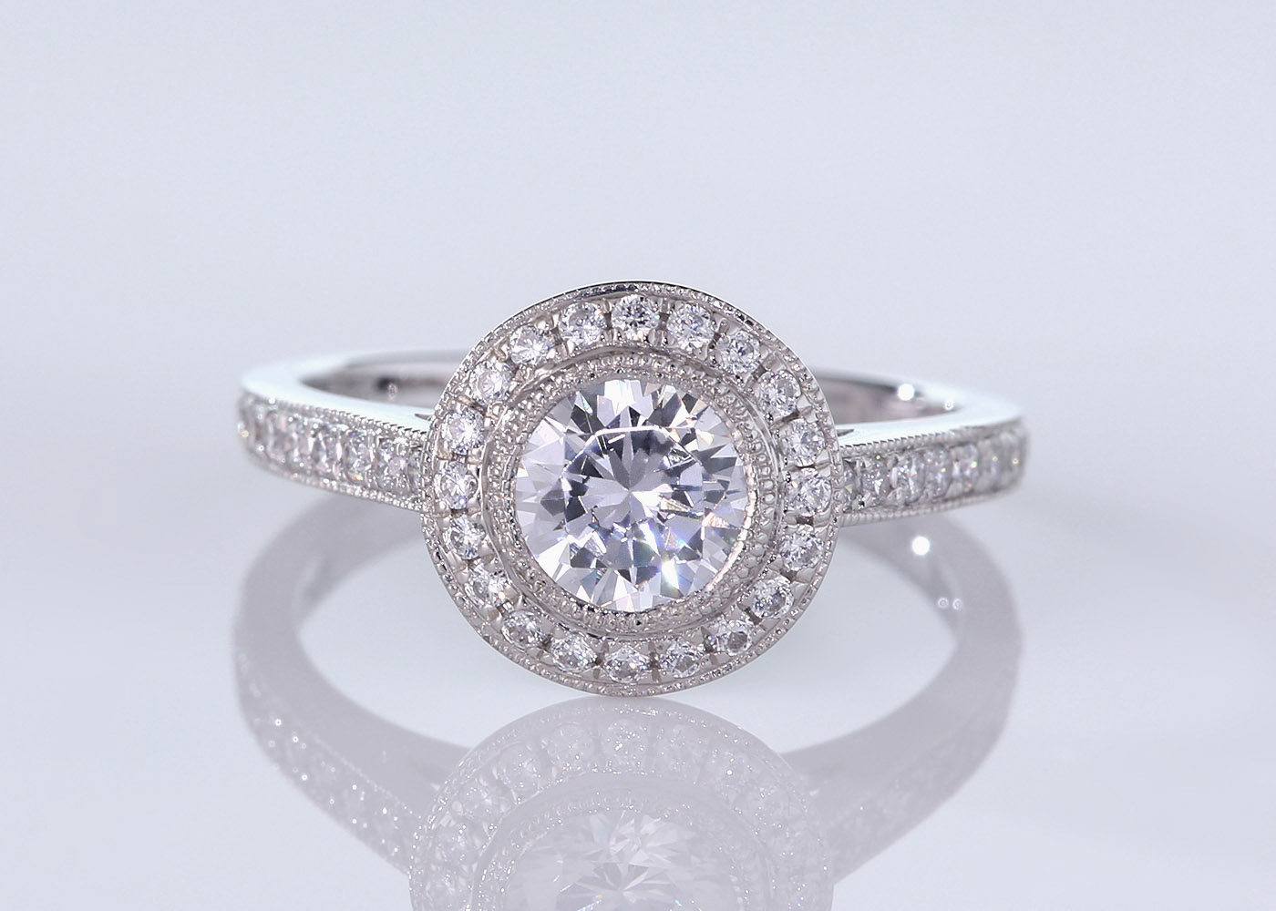 Diamond Set Round Brilliant Dante Diamond Ring in Platinum 360 image