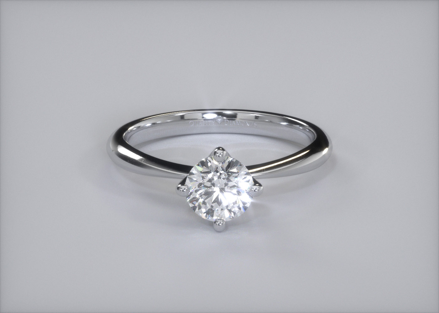 Compass Set Round Brilliant Amorette Diamond Ring in Platinum 360 image