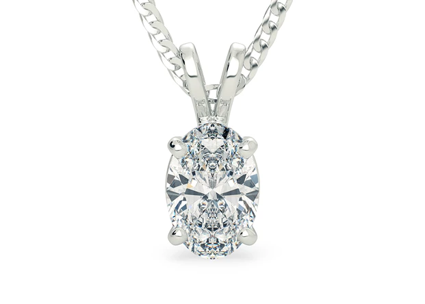 Oval Ettore Diamond Pendant in Platinum