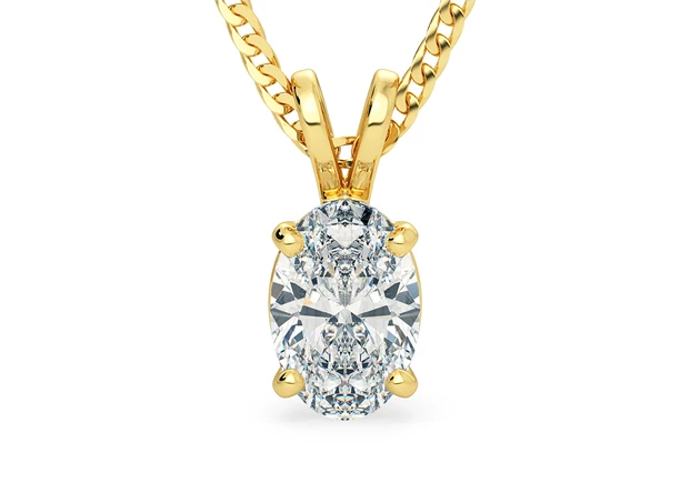 Two Carat Oval Diamond Pendant in 18K Yellow Gold