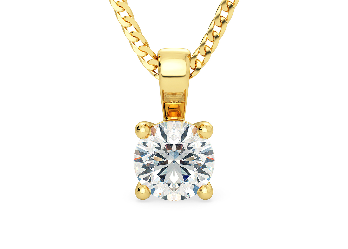 Round Brilliant Ettore Diamond Pendant in 18K Yellow Gold