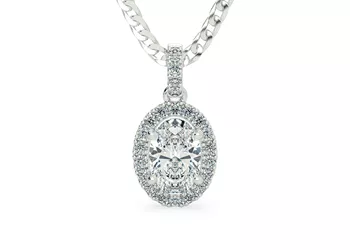 Oval Bijou Diamond Pendant in 18K White Gold
