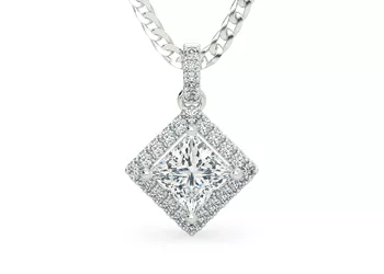 Princess Bijou Diamond Pendant in 18K White Gold