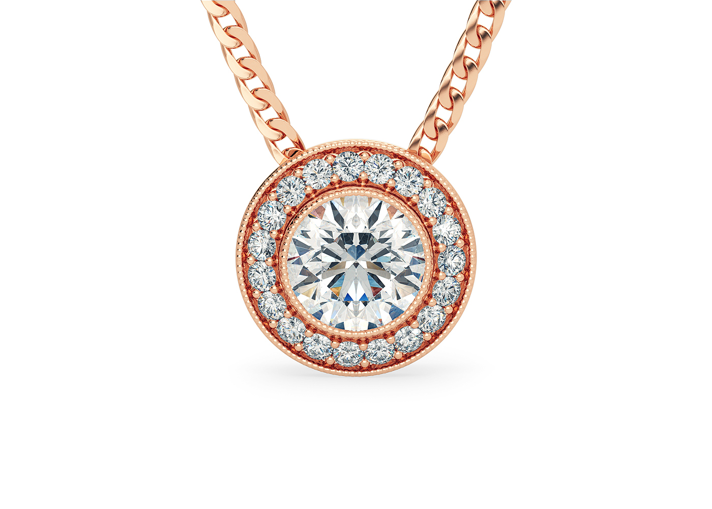 18K Rose Gold Diamond Necklaces