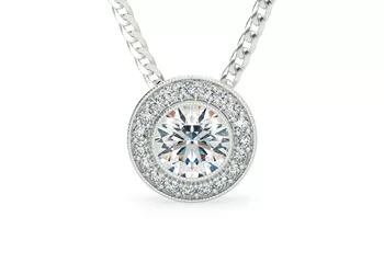 Round Brilliant Dante Diamond Pendant in 18K White Gold