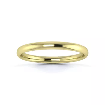 18K Yellow Gold 2mm Light Weight Slight Court Wedding Ring