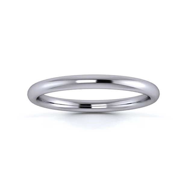 18K White Gold 2mm Medium Weight Slight Court Wedding Ring