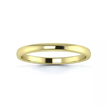 18K Yellow Gold 2mm Light Weight Slight Court Flat Edge Wedding Ring