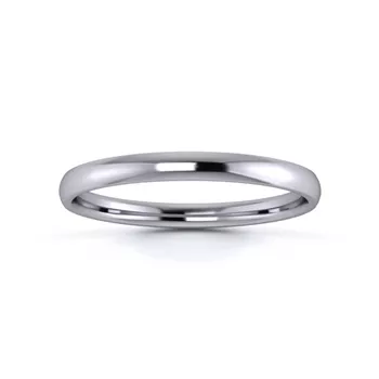 Platinum 950 2mm Light Weight Traditional Court Flat Edge Wedding Ring
