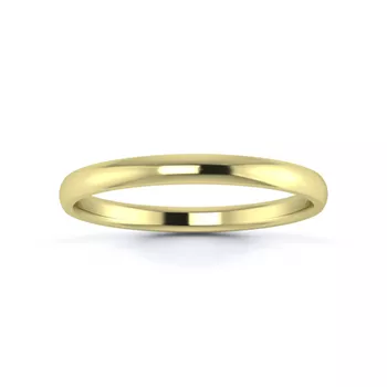 9K Yellow Gold 2mm Light Weight D Shape Wedding Ring