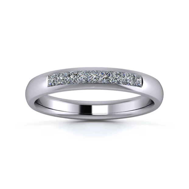 18K White Gold 3mm Quarter Princess Channel Diamond Set Ring