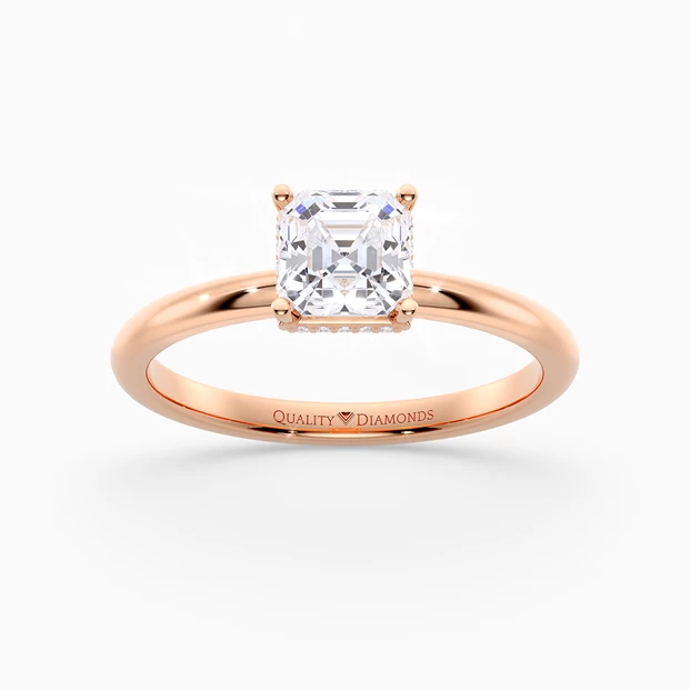Asscher Liraz Hidden Halo Diamond Ring in 18K Rose Gold