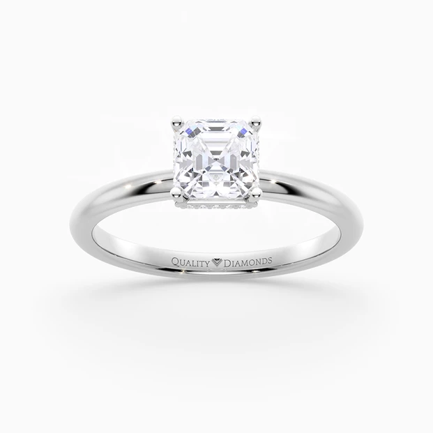 Asscher Liraz Hidden Halo Diamond Ring in Platinum