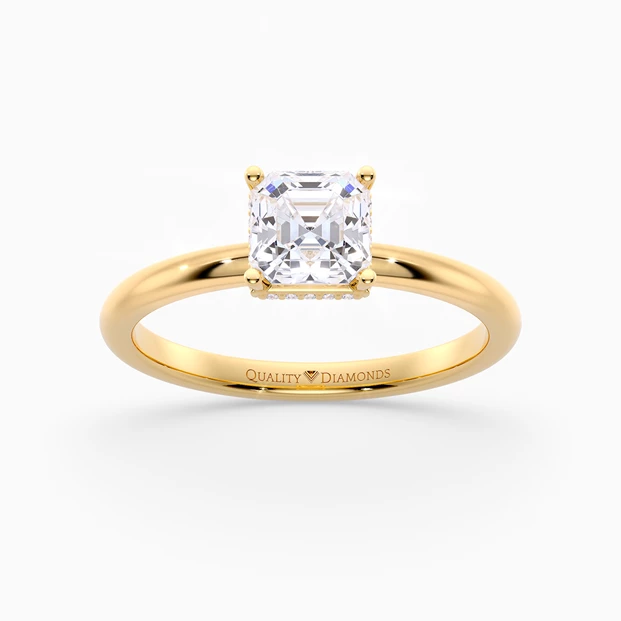 Asscher Liraz Hidden Halo Diamond Ring in 18K Yellow Gold