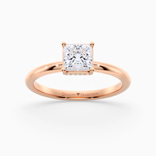 Princess Liraz Hidden Halo Diamond Ring in 18K Rose Gold
