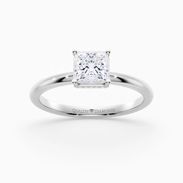 Princess Liraz Hidden Halo Diamond Ring in Platinum