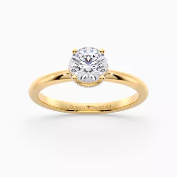 Round Brilliant Liraz Hidden Halo Diamond Ring in 18K Yellow Gold