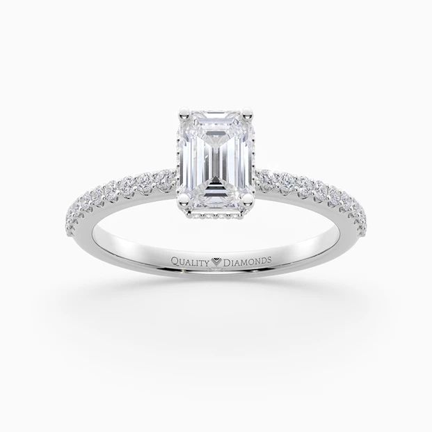 Diamond Set Emerald Liraz Hidden Halo Diamond Ring in Platinum