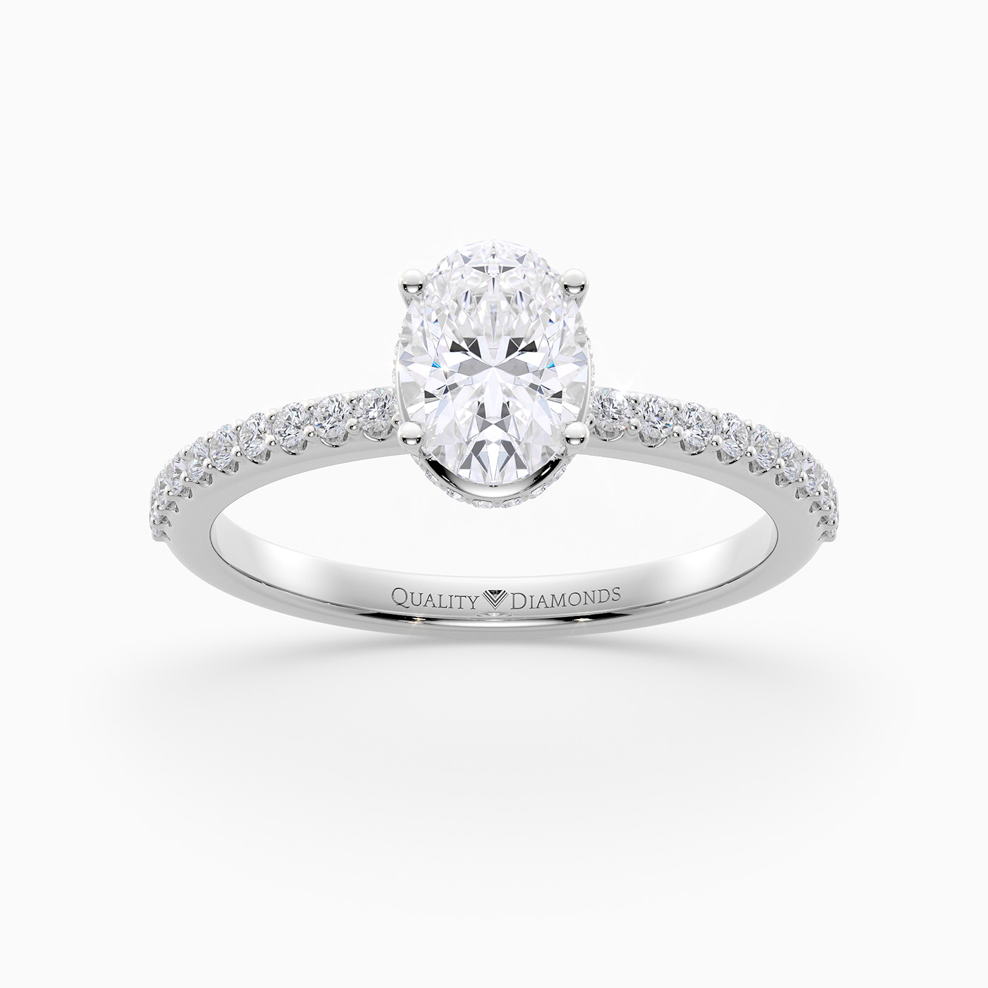 Diamond Set Oval Liraz Hidden Halo Diamond Ring in Platinum