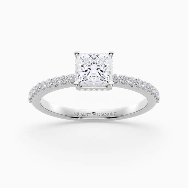 Diamond Set Princess Liraz Hidden Halo Diamond Ring in Platinum