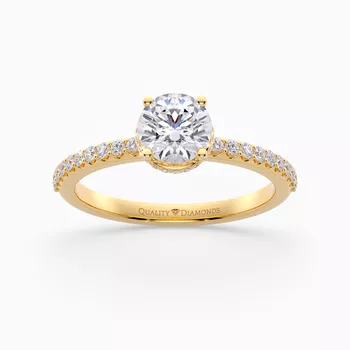 Diamond Set Round Brilliant Liraz Hidden Halo Diamond Ring in 18K Yellow Gold