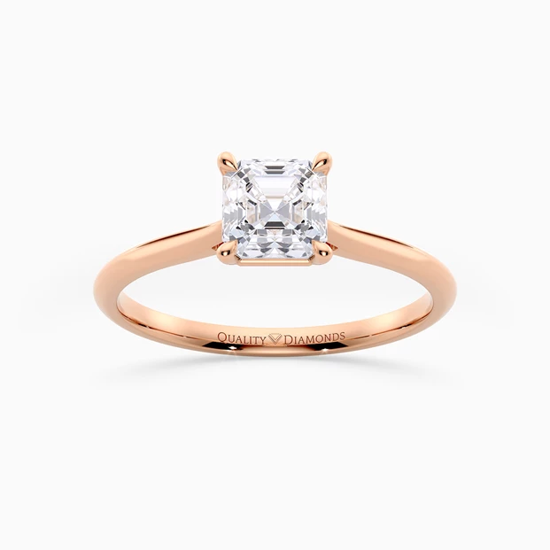 Asscher Carys Diamond Ring in 9K Rose Gold