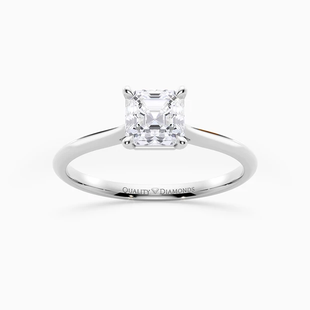 Asscher Carys Diamond Ring in 9K White Gold