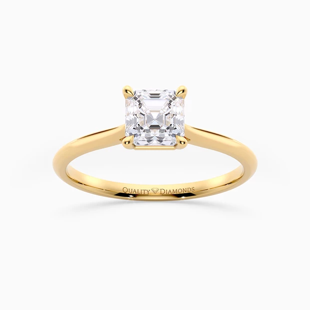 Asscher Carys Diamond Ring in 9K Yellow Gold