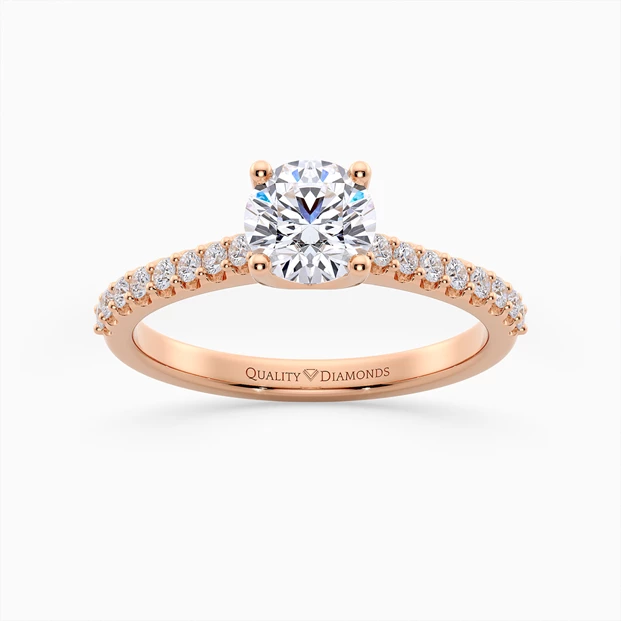 Diamond Set Round Brilliant Amorette Diamond Ring in 18K Rose Gold