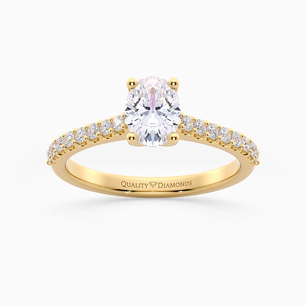 Oval Diamond Set Amorette Diamond Ring in 9K Yellow Gold