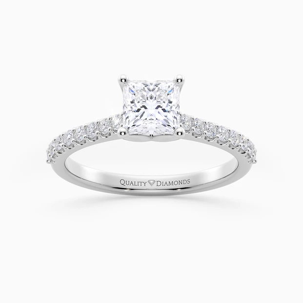 Princess Diamond Set Amorette Diamond Ring in 9K White Gold