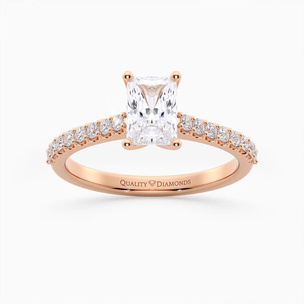 Radiant Diamond Set Amorette Diamond Ring in 9K Rose Gold