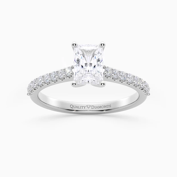 Radiant Diamond Set Amorette Diamond Ring in 9K White Gold