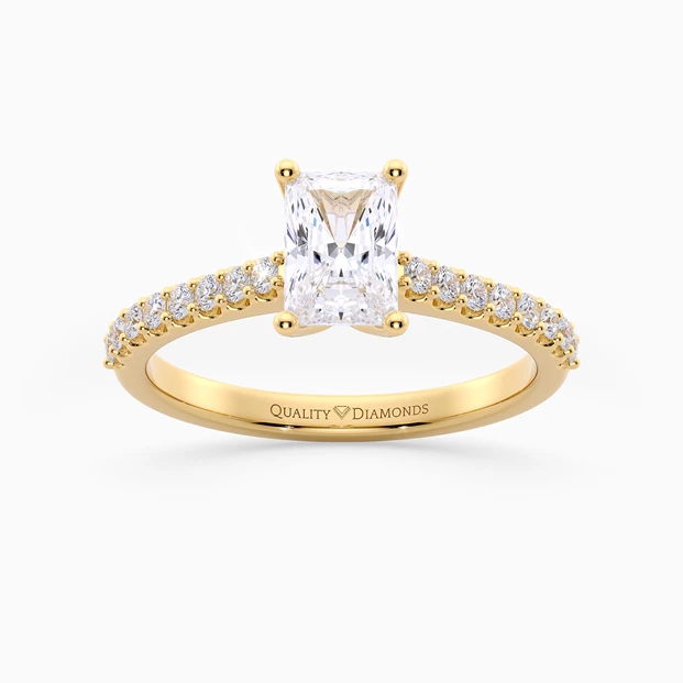 Radiant Diamond Set Amorette Diamond Ring in 9K Yellow Gold