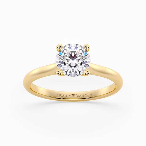 Round Brilliant Ettore Diamond Ring in 9K Yellow Gold