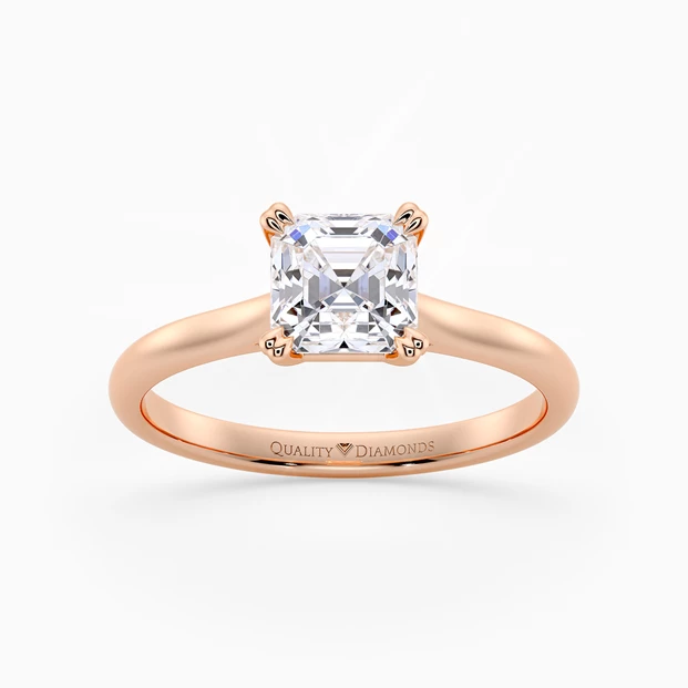 Asscher Ettore Diamond Ring in 9K Rose Gold