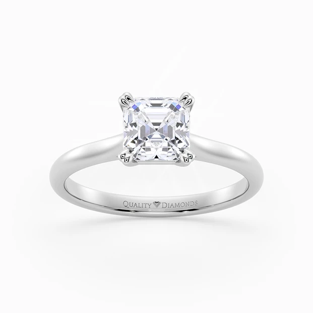 Asscher Ettore Diamond Ring in 9K White Gold